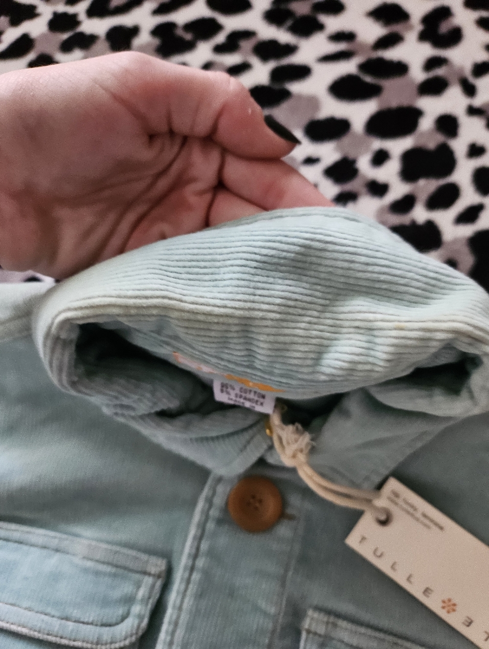 NWT Tulle & Anthropologie Womens Mint Green Corduroy Jacket Pintuck Cotton Small - Picture 10 of 10